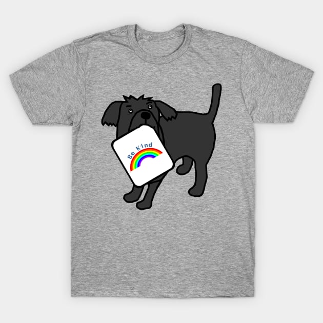 Cute Dog says Be Kind with Rainbow T-Shirt by ellenhenryart